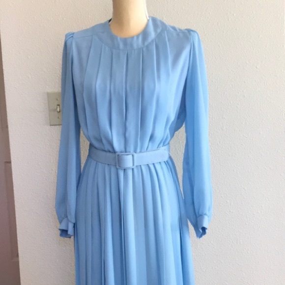 VINTAGE ILGWU BLUE WOMEN DRESS SIZE 12 - Picture 2 of 16